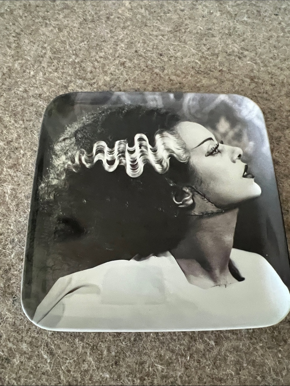 Cost Plus World Market Black and White Hair Portrait Decorative Tray 6” square